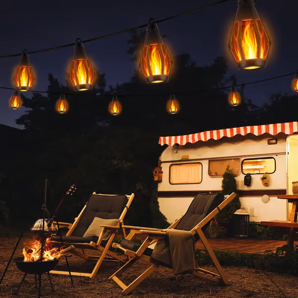 Solar-Powered Flame LED Lighted Strip Lights(Total Length 51.3ft)