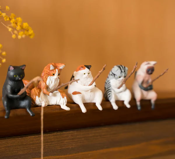 😺Wealth-Attracting Hand-Painted Mini Cat Figurines: 5-Piece