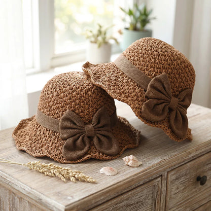 Elegant Woven Straw Sun Hat with Bow
