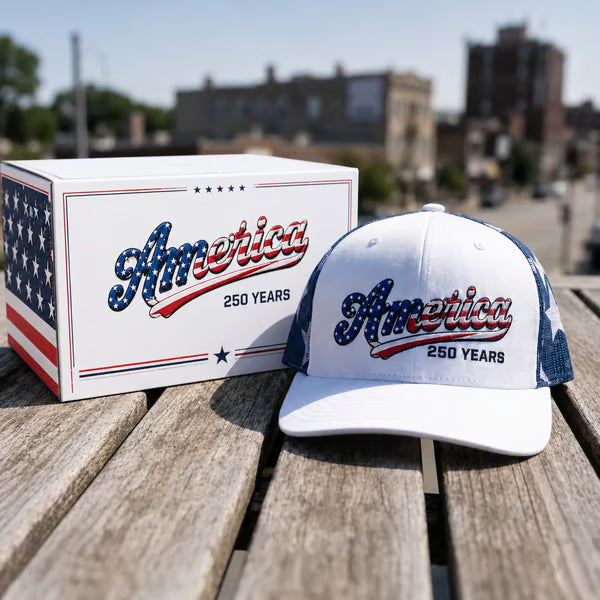 🔥 🇺🇸 America 250 Years Patriotic Embroidered Mesh Trucker Cap
